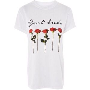 🌹 TOPSHOP White Best Buds Tee T-Shirt Top